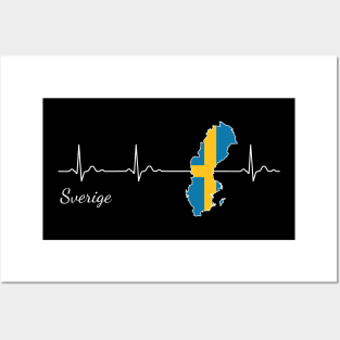 Sweden Sverige heartbeat flag Posters and Art